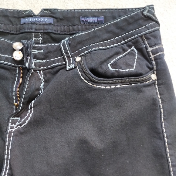 EUC Vigoss Black Chelsea Skinny Jean Sz 15/16, 31" Long - Picture 3 of 11